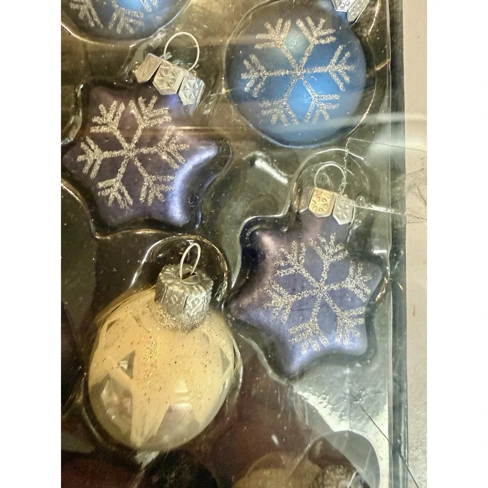 Glass Christmas Ornaments Lot of 3 Boxes Blue Silver Gold Vintage Holiday Time